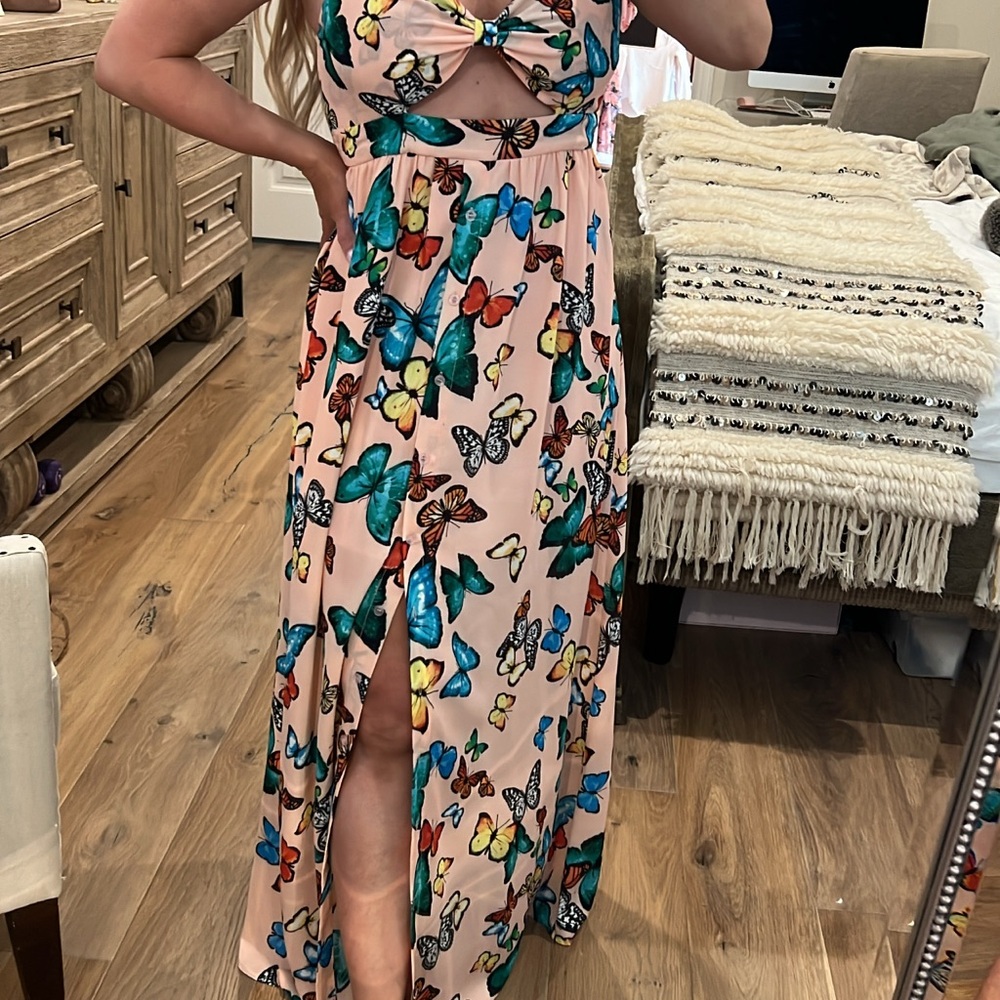Buddy Love Pink and Blue Wrap Maxi Dress